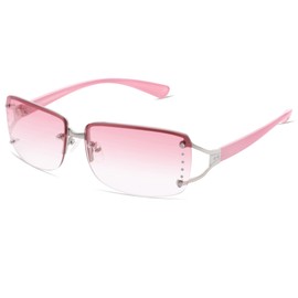 VANLINKER Rimless Frameless rectangular Sunglasses for Women Trendy Y2k Early 2000s Fashion Shades Pink