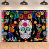 Banner Dia de Muertos,Fondo de Calavera 180×100cm,Decoracion Dia de Muertos