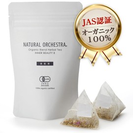 NATURAL ORCHESTRA Organic Herbal Tea Beauty Skin Tea 7TB Tea Bag, Decaffeinated Organic Certified, JAS Certified, Green Rooibos, Elder Flower, Heather, German Chamomile, Wild Strawberry, Rose Hip,