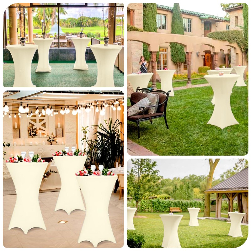 4 Pack Spandex Cocktail Table Covers 32"x43" Stretch Square Corners
