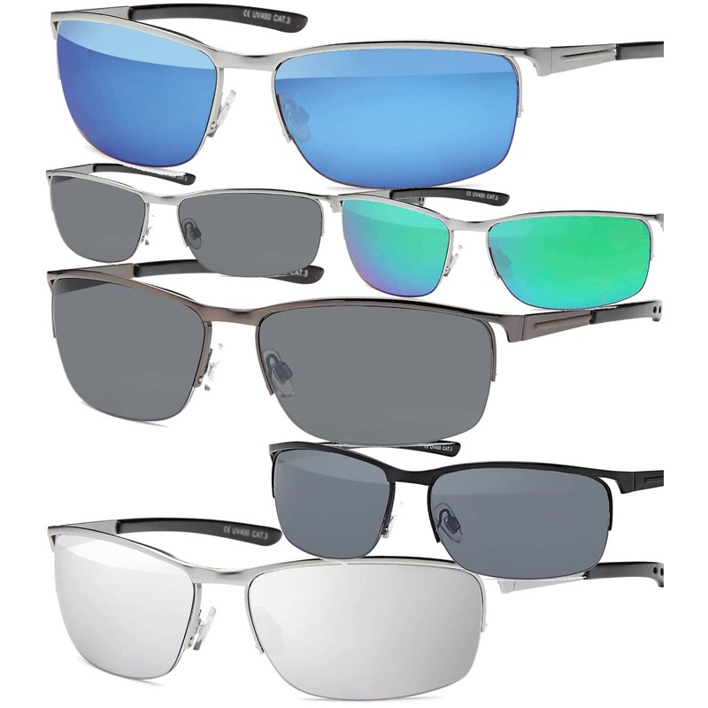 Men's Sun Glasses Designer Sport Biker Metal, Black