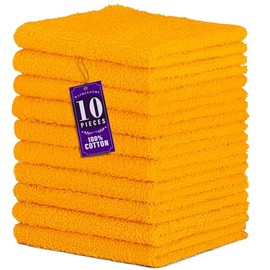 DecorRack 10 Pack 100% Cotton Wash Cloth, Luxurious Soft, 12 x 12 inch Ultra Absorbent, Machine Washable Washcloths, Apricot (10 Pack)