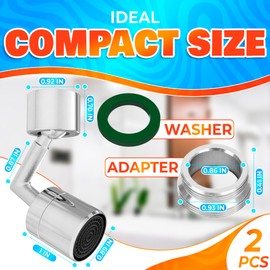 2Pcs Universal 720 degree rotating faucet - Universal splash filter faucet for bathroom Faucet Sprayer Attachment - Bathroom universal flash filter faucet - Bathroom universal faucet filter attachment