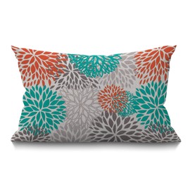 BGBDEIA Decorative Linen Cushion Covers 30 x 50 cm (12" x 20") Rectangular Blue Aqua Orange Gray Floral Anchors pattern Throw Pillow Covers for Garden Patio Living Room Couch Sofa