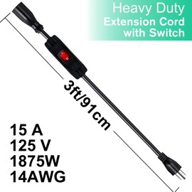 Extension Cord with Switch On/Off Waterproof Switch 3Ft No Plugging and Unplugging Invintage Stereo Devices Without Built-in Power Switch(3 FT)