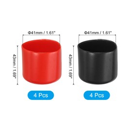 PATIKIL 41mm Round Rubber Caps, Pack of 8 Vinyl Screw Cover Caps, Flexible Screw Thread Protective Caps for Metal Pipes and Bolts, Black/Red