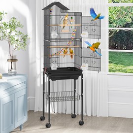 YITAHOME 62 Inch Large Bird Cage​ - ​Metal Flight Cage​ with ​Rolling Stand, ​Feeding Doors​ & ​Hanging Accessories​ for ​Parrots ​Cockatiels Conures ​Lovebirds ​Parakeets​ ​Small Birds
