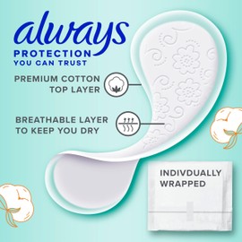 Always Panty Liners for Women Premium Cotton Liners 200 Count