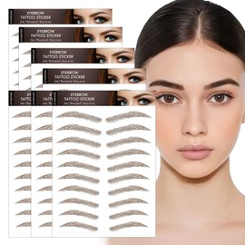 AWAVM 7 Sheets 4D Hair-Like Waterproof Eyebrow Tattoo Stickers Eyebrow Transfer Sticker Care Shaping Stickers in Arch Style for Women, 77 Pairs (Brown-07)
