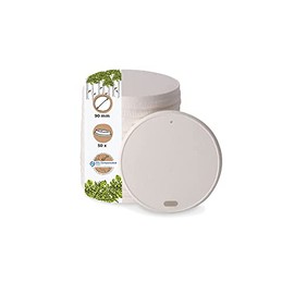BIOZOYG Cardboard Lid with Drinking Opening I Coffee-to-Go Lid Diameter 90 mm White I For Coffee-to-Go Paper Cups I Biodegradable & Compostable I Coffee Cup Lid with Drinking Hole I Pack of 50