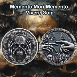 RYUKENLM 5 Pack of Memento Mori Coin 3D Skull Challenge Coins Daily Stoic Reminder Token EDC Coins for Stoic Practice Inspiratinal Stoicism Gift