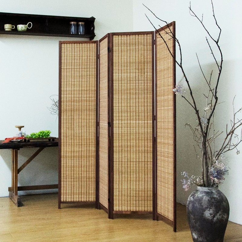 Loomveil 4 Panel Bamboo Room Divider - 5.6 ft Tall