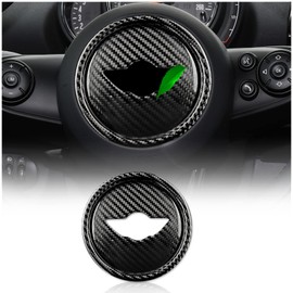 KUNGKIC Carbon Fibre Car Steering Wheel Centre Marking Cover Decorative Sticker for Mini Cooper Clubman F54 F55 F56 F57 F60 Countryman 2013 2014 2015 2016 2017 2018 2019 2020 2021 2022 Accessories