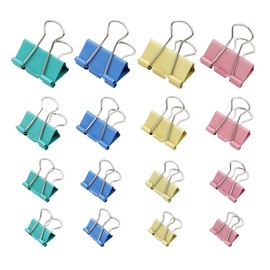 Lingzaling Color Double Clip Four Sizes 15mm 19mm 25mm 32mm Metal Colorful 64-Piece Set Cute Multipurpose Office Supplies Document Organization Home Paper Clip Stationery (Multi-Size 64-Piece)