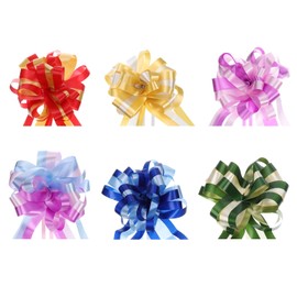 MECCANIXITY 30pcs 7 Inch Large Big Pull Bow Car Gift Wrapping Bows Ribbon for Wedding Car Baskets Presents Christmas Bow, Yellow/Gold/Purple/Pink/Blue/Green