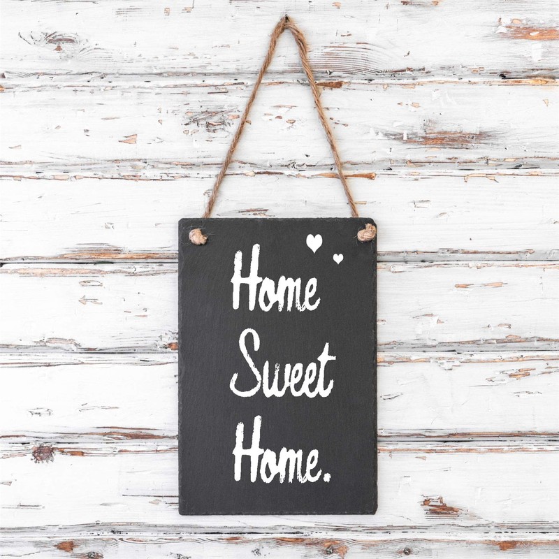 1x Slate 30 x 20cm Wall Hanging Chalk Message Black