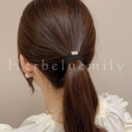 Herbeluemily Hair Elastic Simple Hair Accessories, Chic Elegant, Braided Design, Set of 5, Black