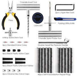 AUTOWN Tire Repair Kit - 68pcs Heavy Duty Tire Plug Kit, Universal Tire Repair Tools to Fix Punctures and Plug Flats Patch Kit for car Motorcycle, Truck, ARB，ATV, Tractor, RV, SUV, Trailer
