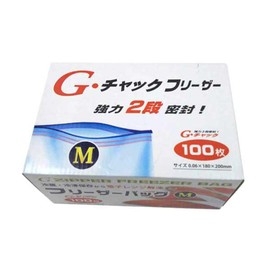 Platech FM-100 Freezer Bag, 2-Stage Zipper Freezer, Extra Volume, Medium, 100 Sheets, Transparent