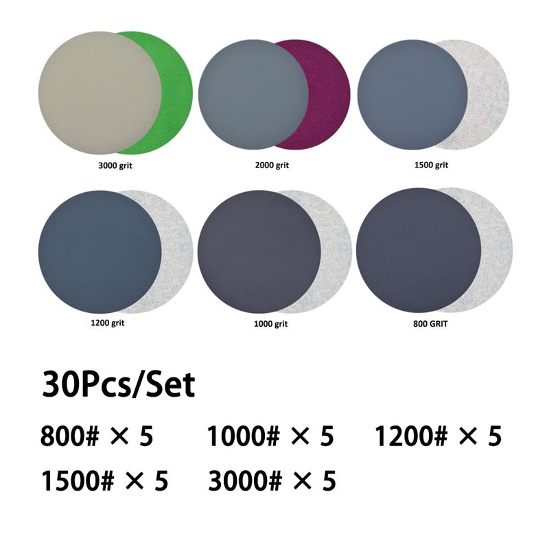 Pack of 30 150 mm Velcro Sanding Discs Wet and