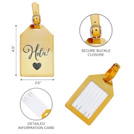 4 Pack Spanish Luggage Tags with Secure Buckle Closure - Colorful Travel Luggage Tag with Name ID Card - Multicolor Luggage Tags for Suitcases for Women & Men