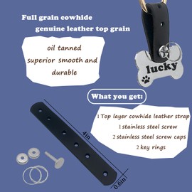 DORUI Pet ID Tag Silencer - Dog & Cat Collar Leather Connector | Holder Up to 4 Dog Tags(Black)