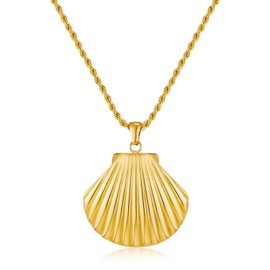 HolidayQbee Gold Pendant Necklace For Women Seashell Necklace Gold Ocean Chains Necklace Summer Beach Shell Necklace Fashion Gold Necklace Jewelry Gif
