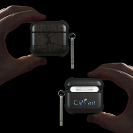 Carveit Wooden Case for AirPods 4 Case (2024) (USB-C) 4th Generation, Wood Artisan Engraved & TPU Shockproof Cover, Titanium Quick Released Clasp (The Yin Yang Tree) Blackwood