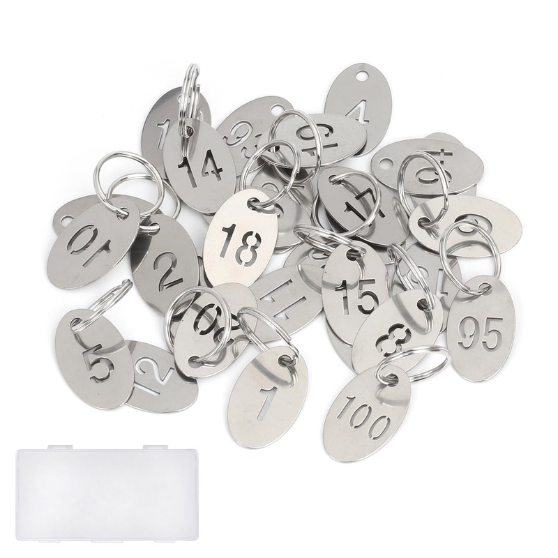 Oval Number Tags with Rings, 304 Stainless Steel Key ID