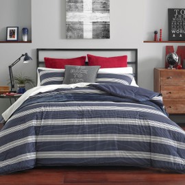 Nautica - USHSFN1107496 | Craver Collection | 100% Cotton Cozy & Soft, Durable & Breathable Striped Duvet Cover with Matching Sham, 2-Piece Bedding Set, Twin/Twin XL, Navy