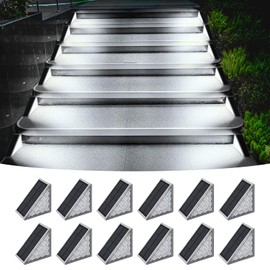 Uni PNR Solar Stair Lights Outdoor 12 Pack, Solar Step Lights Waterproof IP67, Outside LED Lights for Steps, Stair Solar Powered, for Garden, Patio, Deck, Yard, Front Door, Porch (Cool White)