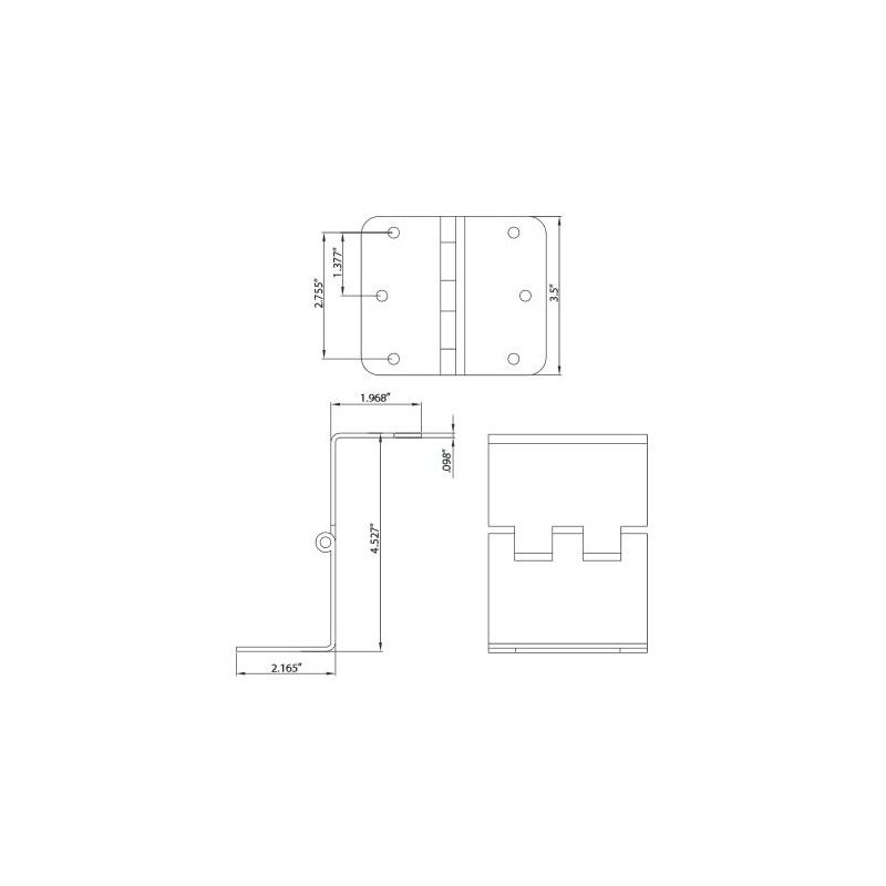 3.5 Inch Swing Clear Offset Door Hinge 3-Pack - Polished