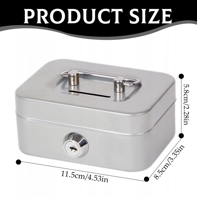 Elegant Steel Cash Box, Lockable, Small Cash Box, Lockable with