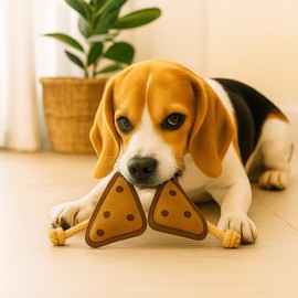 PAWPOURRI Rope & Suede Toy for Adult Dogs, Puppies, Cats | Tough, Durable and Fun | Chewing Interactive Pet Toy (Double Triangle)