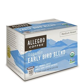 Allegro Coffee, Coffee Early Bird Blend Pods Organic 10 Count, 3.8 Ounce