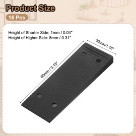 sourcing map Furniture Levelers, 16 Pcs Furniture Wedges, Black Plastic Wedges Shims, Firm and Non-Slip for Uneven Table, Dresser Legs, and DIY More Furniture (80 x 30 x 8mm)