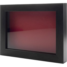 Charcoal 5x7 Small Shadow Box Picture Wooden Frame with Red Acid-Free Backing UV Acrylic & Hanging Hardware - with 3/4" Usable Depth - Great Magazine Display Frame Shadowbox