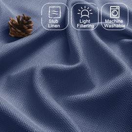 Chyhomenyc Blue Curtains 30 Inch Length, Faux Linen Textured Small Cafe Curtains, Light Filtering Short Curtains for Basement Curtains Window, 30x30 Inch, 2PCS