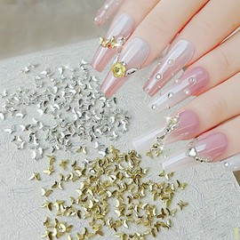 Butterfly Nail Charm for Acrylic Nails 4 Packs 3D Gold Silver Mini Butterfly Nail Rhinestones Cute Butterfly Nail Jewelry and Gems Spring Summer Butterfly Nail Art Decoration Supplies for Nails
