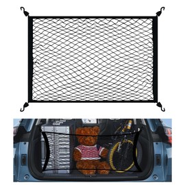 XINFAQAQ Luggage Net Car Boot Net 60 x 40 cm Boot Net with 4 ABS Hooks Elastic Nylon Storage Net Extends to 90 x 60 cm for Most Cars