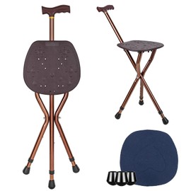 LINGTHIN Cane with Seat for Men 265 lbs Capacity, Large Seat Board Height Adjustable Foldable Walking Cane with Seat, Cane and Chair Dual-use for Elderly Men, Adults and Convalescent People