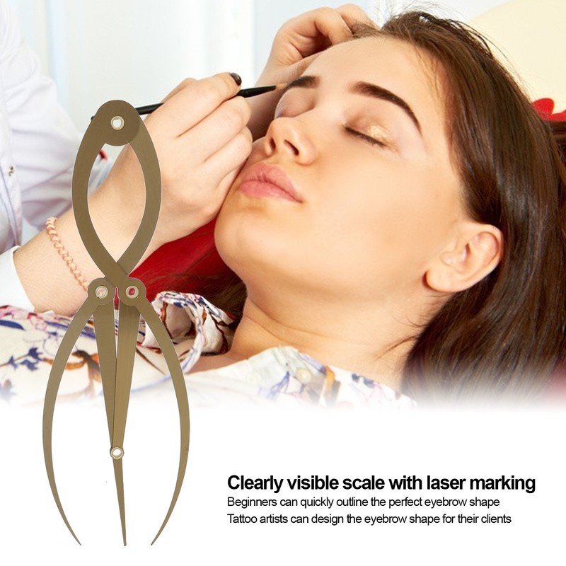 Eyebrow Ruler Multifunctional Stainless Steel 3 Point Positioning Ruler for