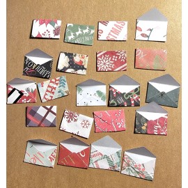 Handmade 10 Assorted tiny Christmas paper & cardstock envelopes a variety of designs