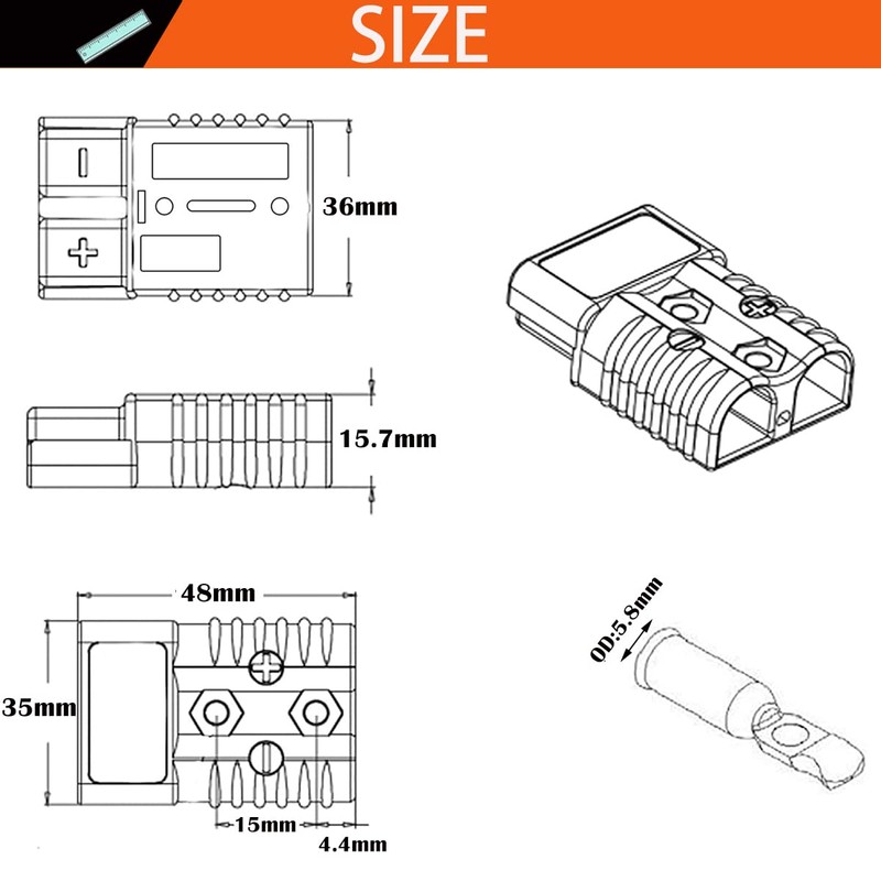 Battery Connector 50A, CESFONJER Red Battery Quick Connect Disconnect Connector
