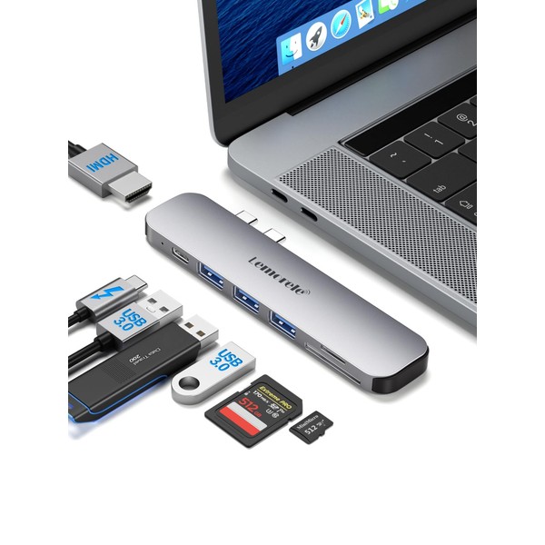 USB C Hub, Lemorele 7-in-2 USB C Docking Station with
