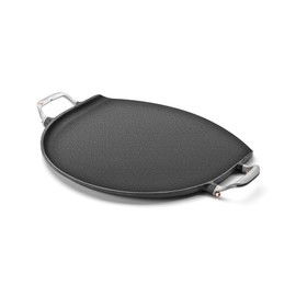 Outset Cast Iron Grill Skillet and Pan with Forged Handles for Pizza, Eggs, Pancakes, Burgers and Steaks, 14-inch, Black