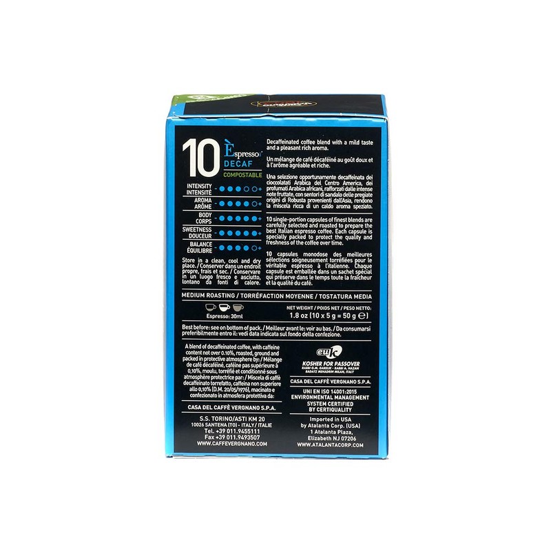Caffe Vergnano Decaf Capsules Compatible with Original Line Machines By