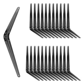 Biugaaufai 24 Pack 10" x 8" Heavy Duty Metal Shelf Brackets, Floating Shelf Bracket, L Brackets for Shelves, Perfect for 10 Inch Wide Wood Boards, Rustic Farmhouse Decorative Wall Mount Corner Brace