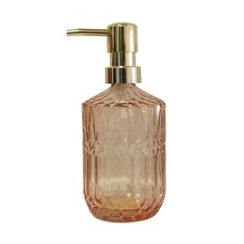 Glass Soap Dispenser with Gold Pump, 15oz Liquid Hand Dispenser, Refillable Lotion Dish Soap Dispenser for Modern Home Decor, Bathroom, Kitchen Countertop, Hotel(Amber)