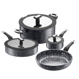 Waxonware 7pc Nonstick Cookware Set, Granite Pots and Pans Set Nonstick - Dishwasher Safe and 100% PFOA & PTFE Free - Kitchen Pot and pan set - Stonetec Series